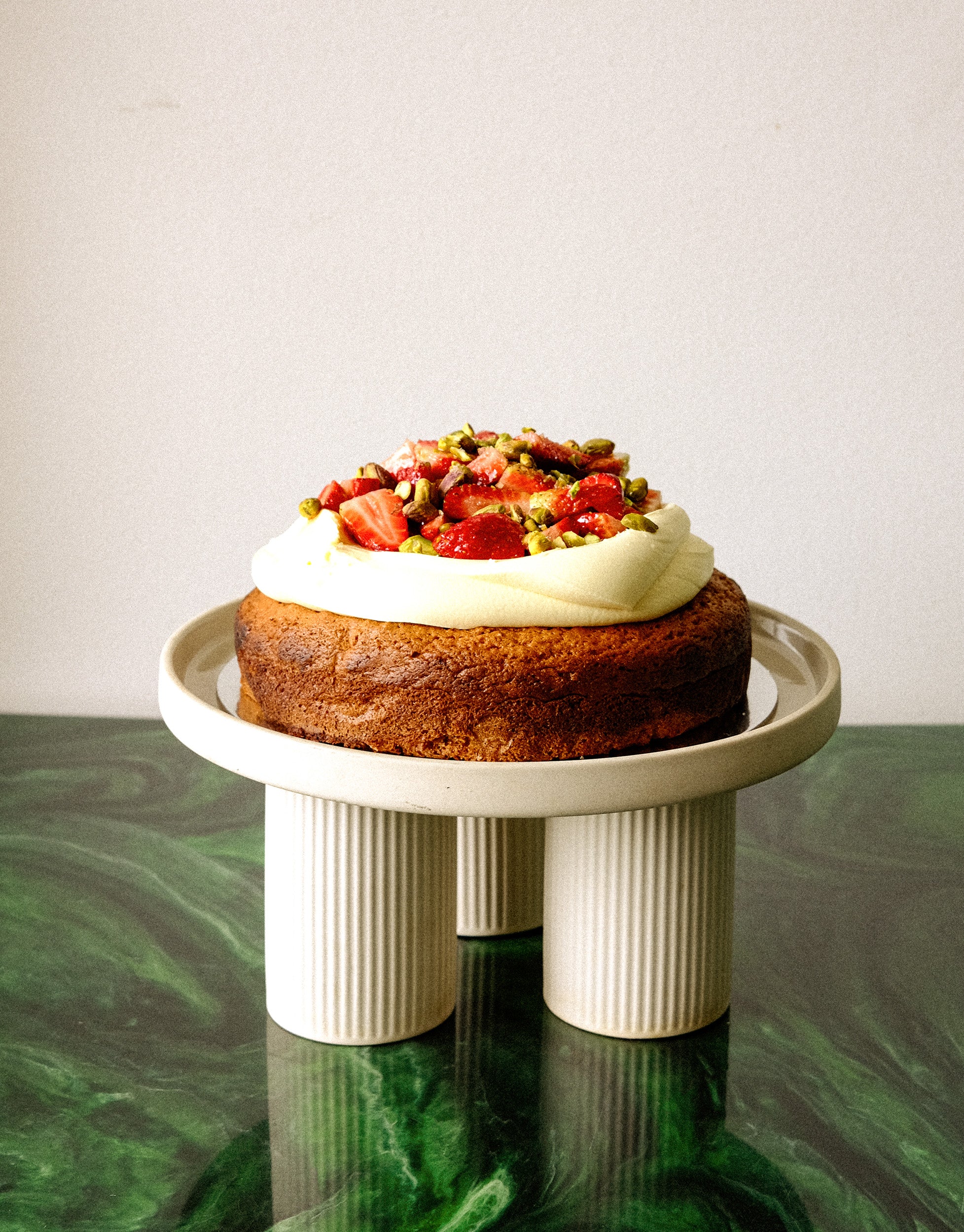 Pistachio Olive Oil Mascarpone Cake